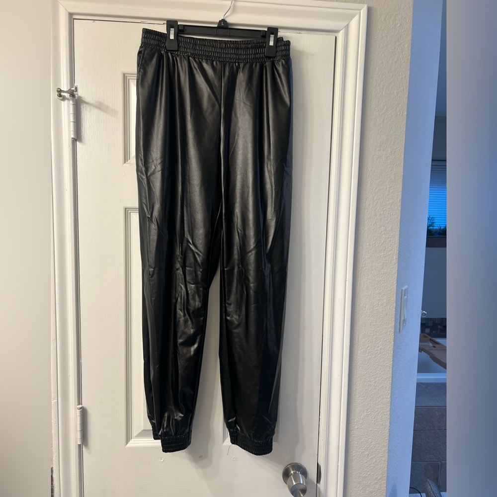Black faux leather pants size large